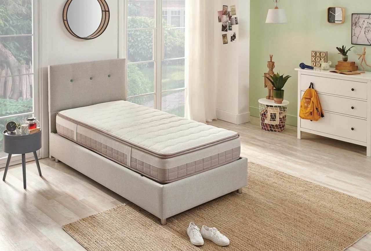 Yataş Bedding Nova Başlık 090lık - 22203 Gri (Petrol Yeşili Düğmeli)