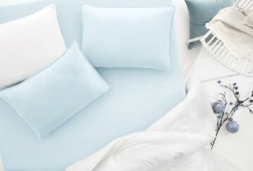 120x200x35 Tek Kişilik XL Lupa Soft Lastikli Çarşaf - Buz Mavisi