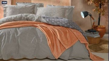 Yataş Bedding Çift Kişilik 5 Parça Wellsoft Battaniyeli Nevresim Takımı Seti Mimoza - Antrasit
