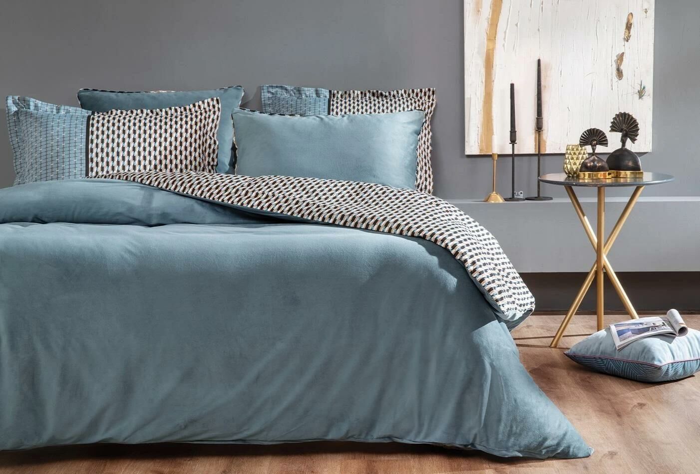 Yataş Bedding Çift Kişilik Savio Kadife Saten Nevresim Takımı - İndigo