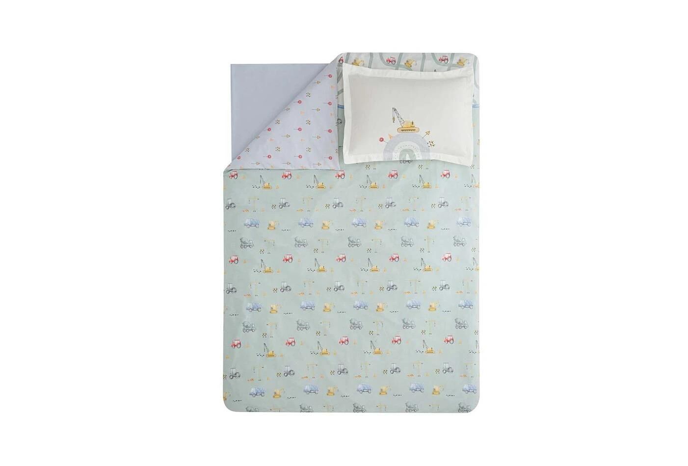 Yataş Bedding Tek Kişilik Wellsoft Battaniyeli Lastikli Çarşaf Seti - Busy Trucks