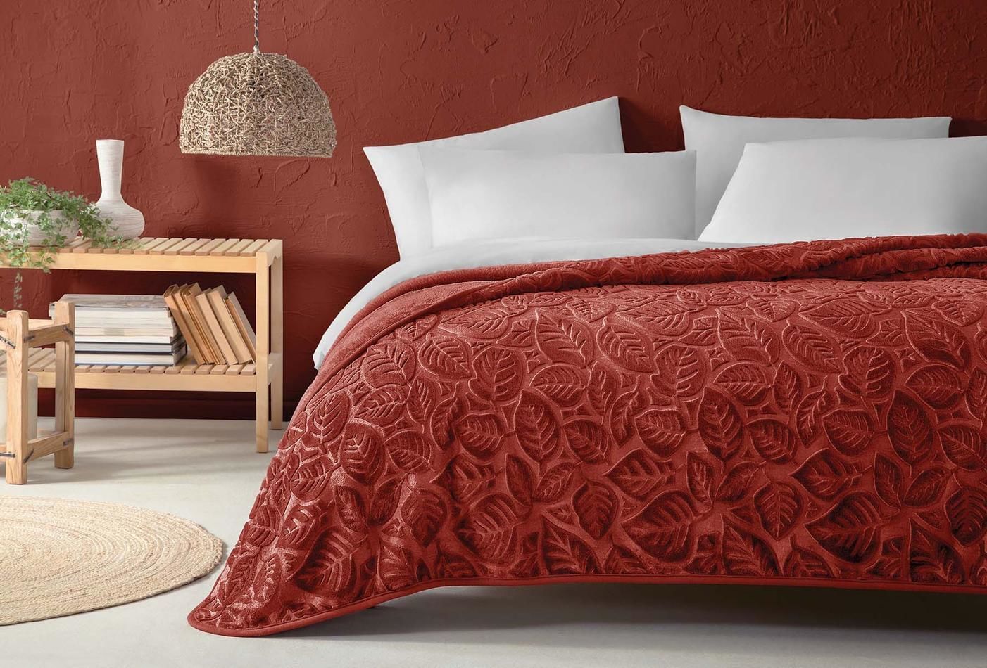Yataş Bedding Çift Kişilik Nova Emboss Battaniye - Kiremit