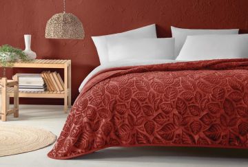 Yataş Bedding Çift Kişilik Nova Emboss Battaniye - Kiremit