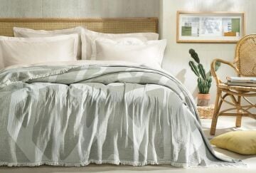 Çift Kişilik Tierra Müslin Pike Yatak Örtüsü - Adaçayi