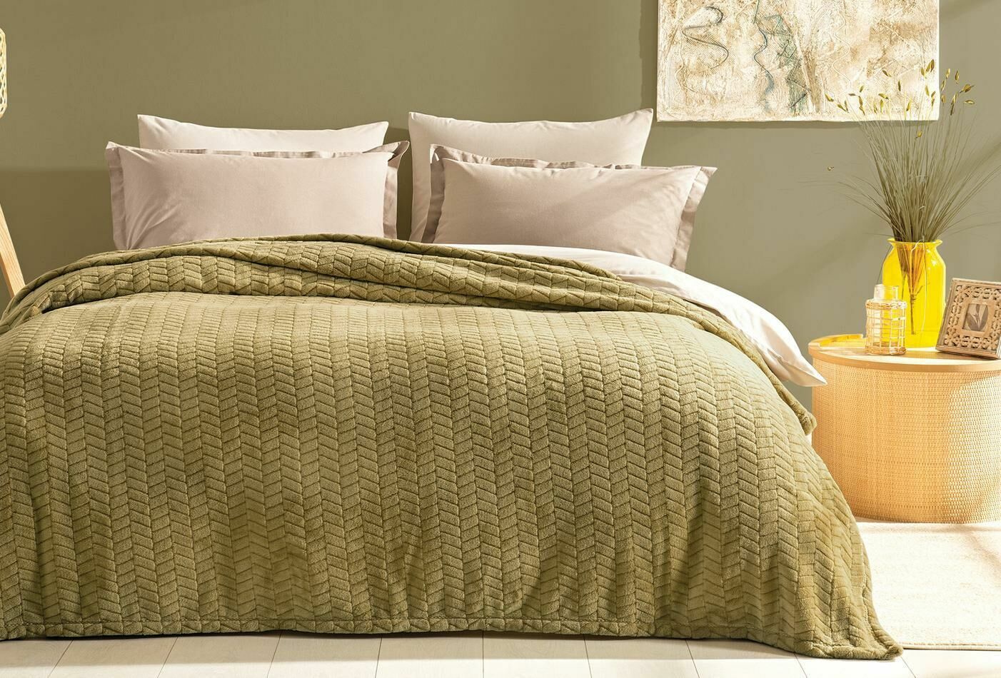 Yataş Bedding Çift Kişilik Joy Wellsoft Battaniye - Yağ Yeşili