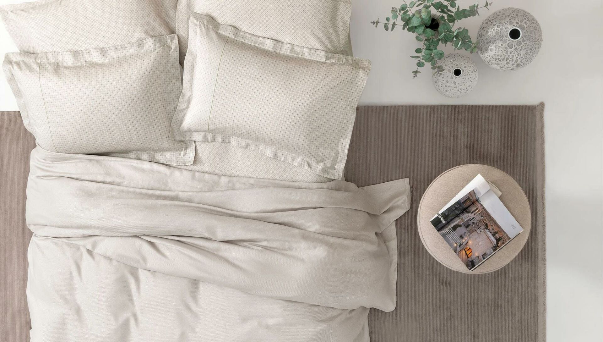 Çift Kişilik Mauro Bambu Pike Takımı - Bej