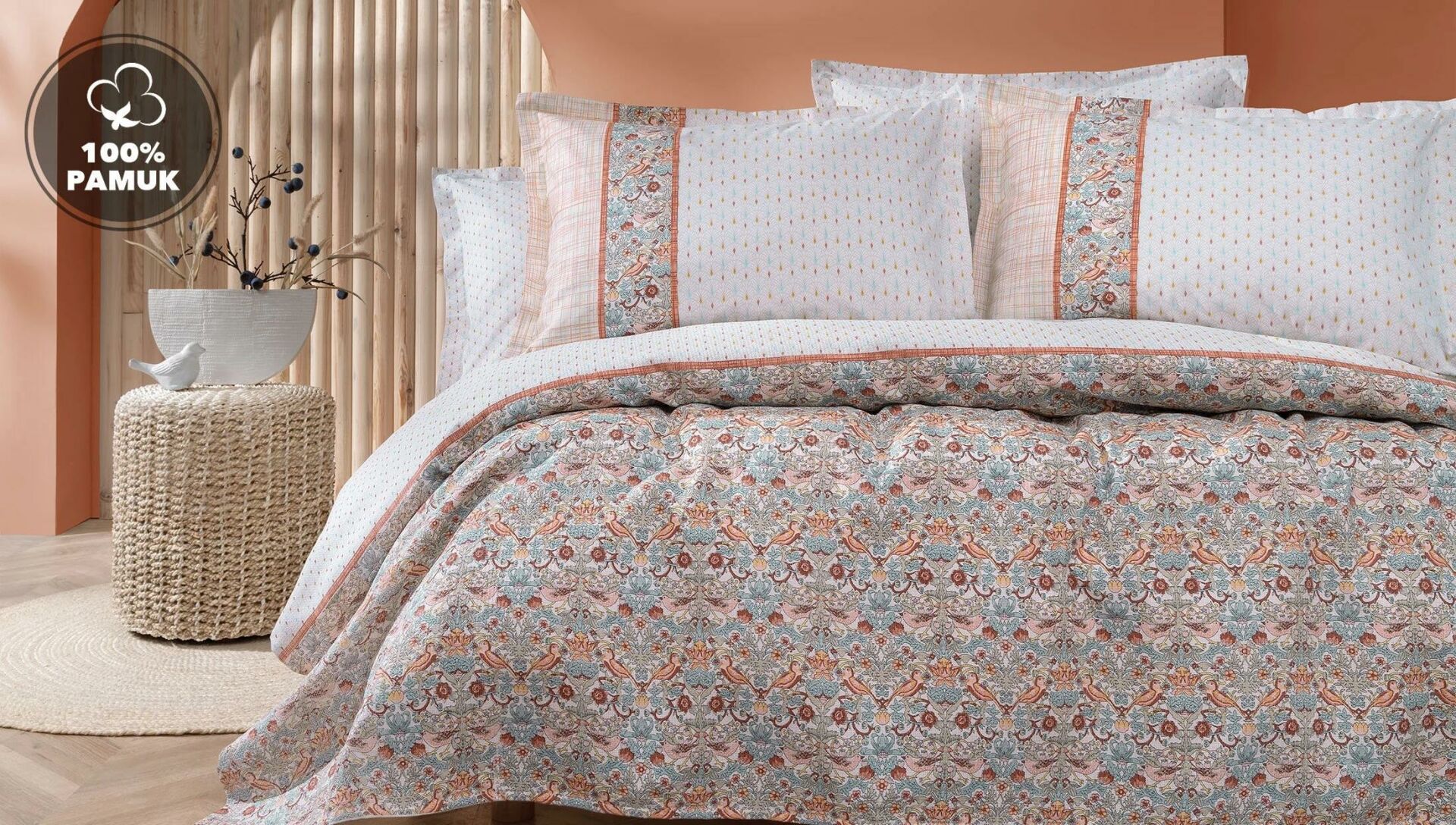 Yataş Bedding Çift Kişilik Laveta Pike Takımı Turuncu