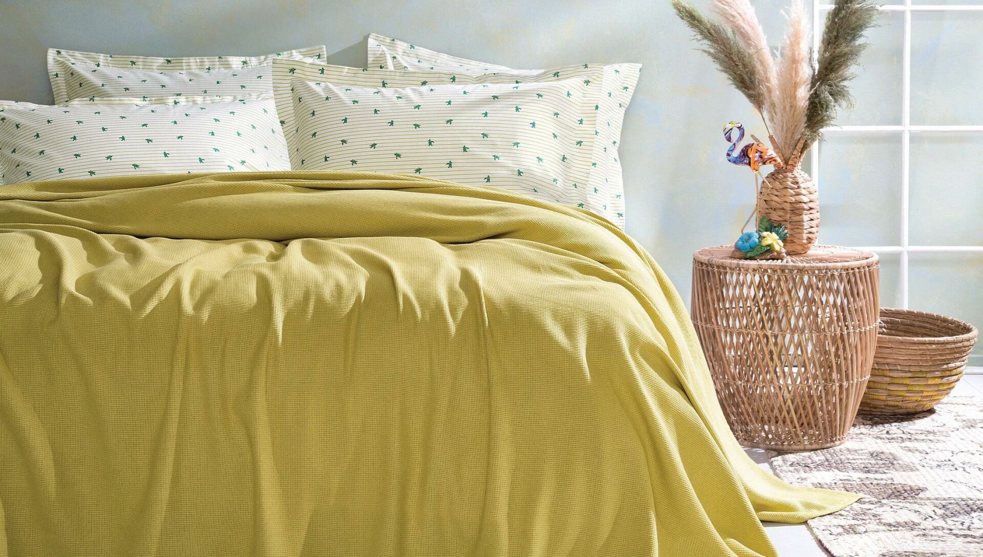Yataş Bedding Çift Kişilik Caretta Pike Takımı Yağ Yeşili