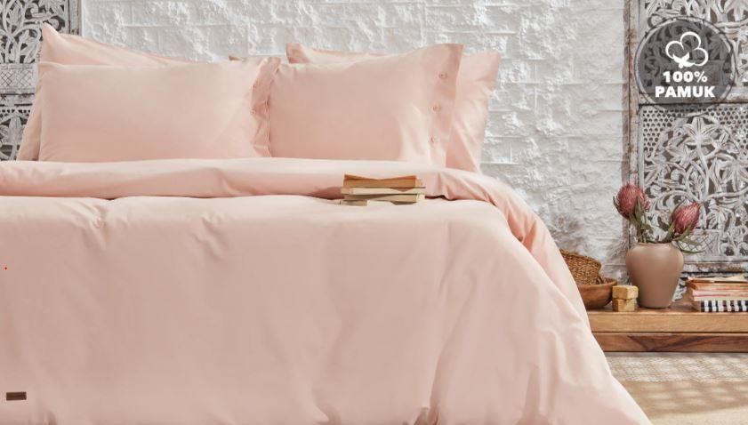 Yataş Bedding Çift Kişilik Plain Rnf Yıkamalı Nevresim Takımı - Blush