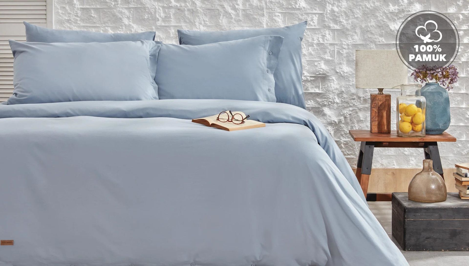 Yataş Bedding Çift Kişilik Plain Nevresim Takımı İndigo