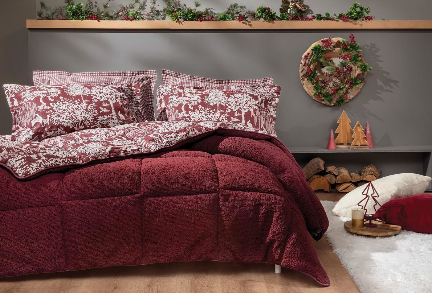 Yataş Bedding Çift Kişilik Pino Triola Set - Kırmızı