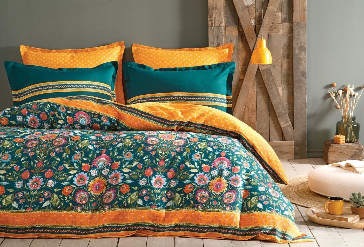 Yataş Bedding Çift Kişilik XL Salvia Saten Nevresim Takımı - Koyu Yeşil