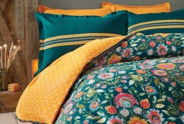 Yataş Bedding Çift Kişilik XL Salvia Saten Nevresim Takımı - Koyu Yeşil