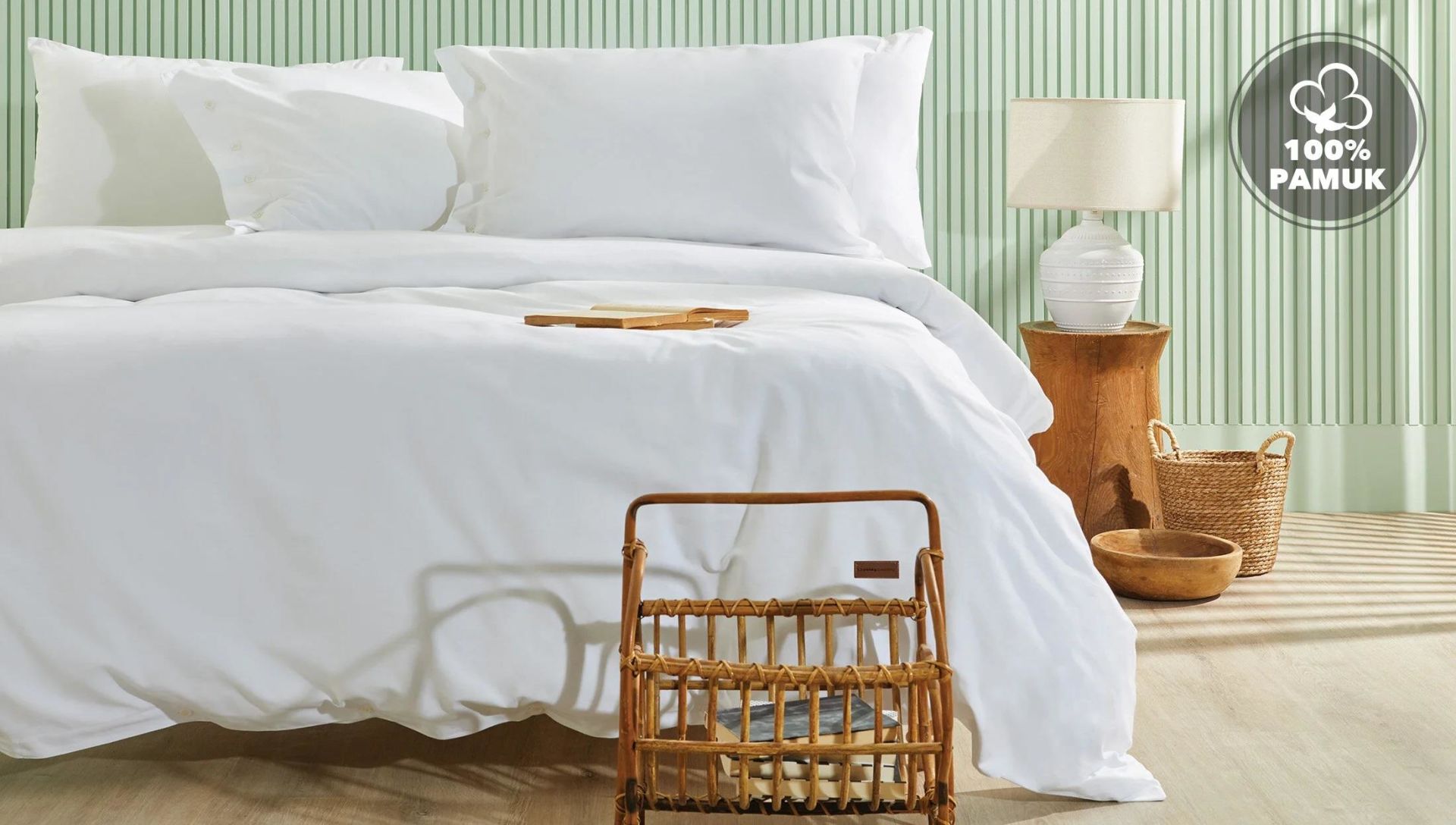 Yataş Bedding Çift Kişilik XL Plain Nevresim Takımı Optik Beyaz