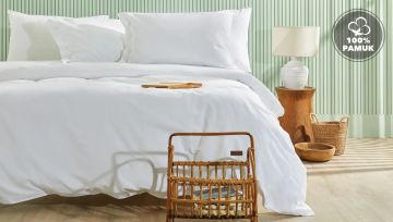 Yataş Bedding Çift Kişilik XL Plain Nevresim Takımı Optik Beyaz