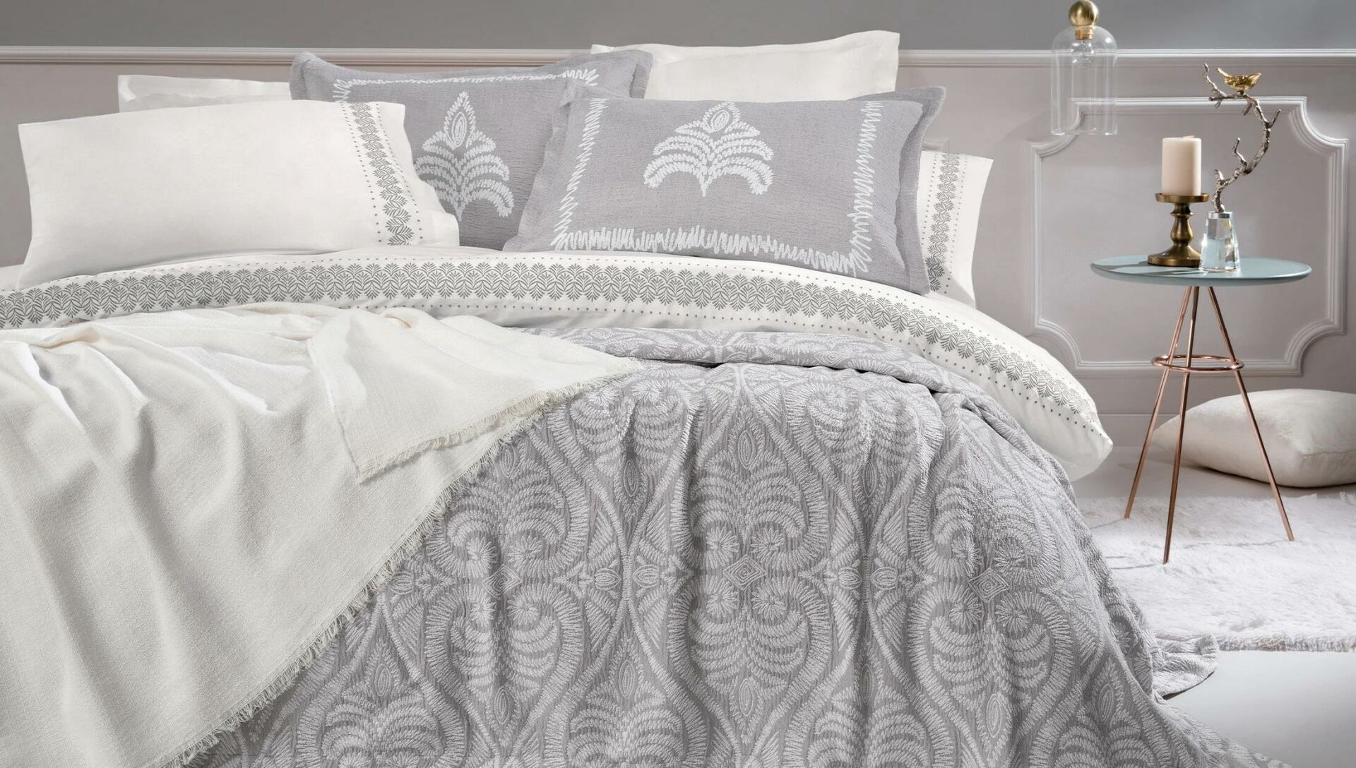 Yataş Bedding Çift Kişilik 8 Parça Fall Winter Seti Elsa - Gri