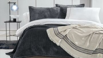 Yataş Bedding Çift Kişilik XL King Keten Nevresim Takımı Antrasit