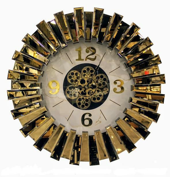 Biev Aynalı Çarklı Saat 80cm Bronz