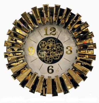 Biev Aynalı Çarklı Saat 80cm Bronz