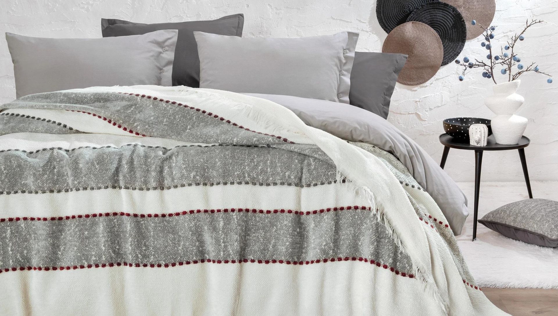 Yataş Bedding Tek Kişilik Darla Yatak Örtüsü - Ekru/Gri