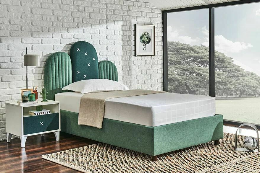 Yataş 090x190 Somni Baza - Cactüs Başlık Set - 23201 Açık Yeşil - 23202 Koyu Yeşil