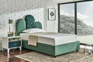 Yataş 090x190 Somni Baza - Cactüs Başlık Set - 23201 Açık Yeşil - 23202 Koyu Yeşil