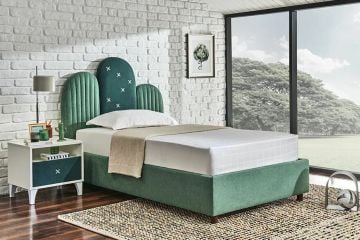 Yataş 120x200 Somni Baza - Cactüs Başlık Set - 23201 Açık Yeşil - 23202 Koyu Yeşil