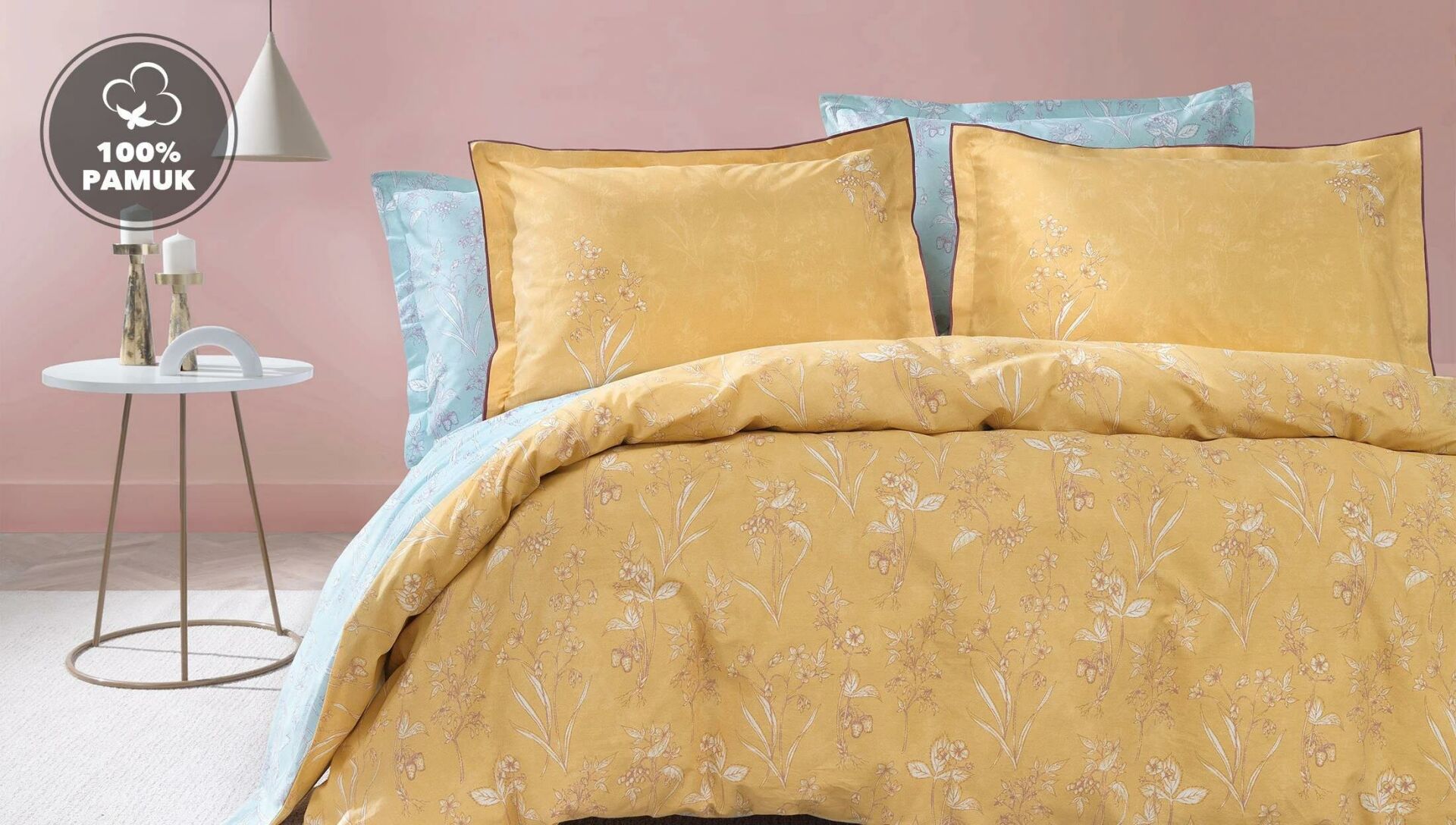 Yataş Bedding Çift Kişilik XL Menard Rnf Nevresim Takımı Sarı