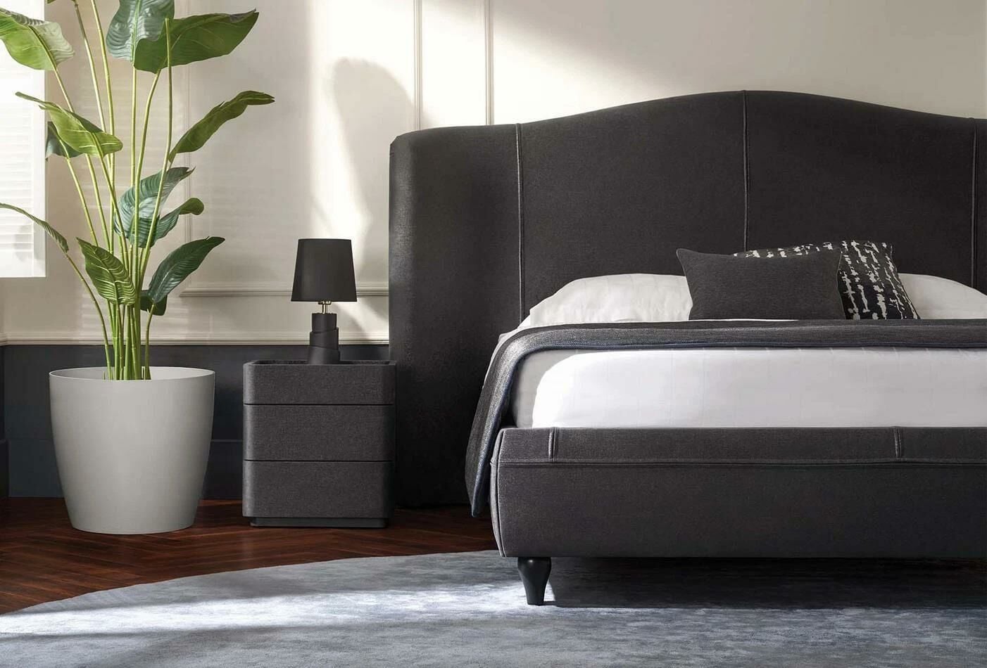 Yataş Bedding 160x200 Camira Başlıklı Baza Set - 22303 Antrasit (Antrasit Ayak)