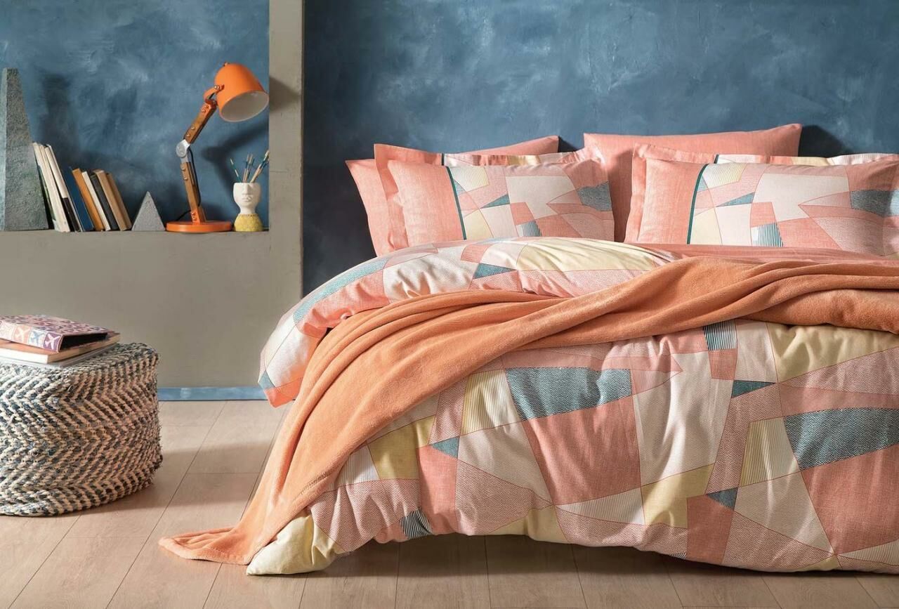 Yataş Bedding Çift Kişilik 5 Parça Wellsoft Battaniyeli Nevresim Takımı Seti Estela - Turuncu