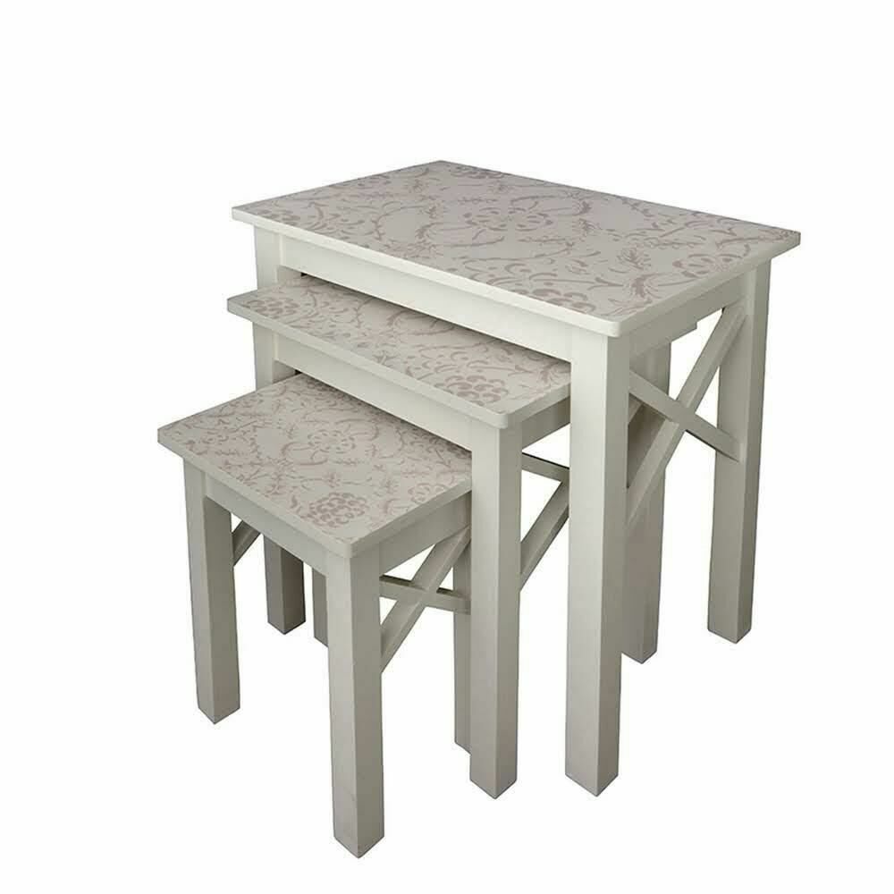 Biev Vitale Desenli 3lü Sehpa 58x47.5x37.5 cm