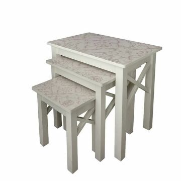 Biev Vitale Desenli 3lü Sehpa 58x47.5x37.5 cm