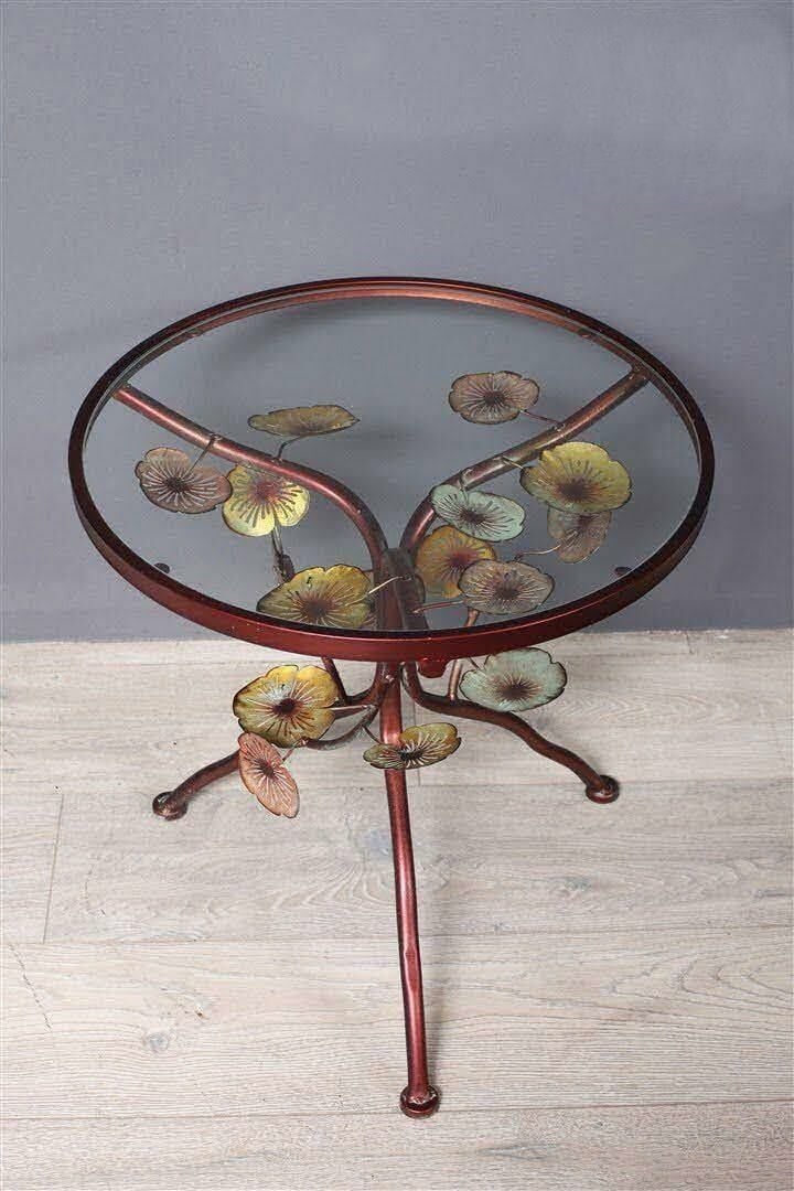 Biev Çiçek Dallı  Krom Yuvarlak Sehpa/AK.AT.0118