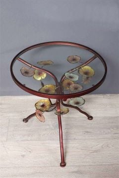 Biev Çiçek Dallı  Krom Yuvarlak Sehpa/AK.AT.0118