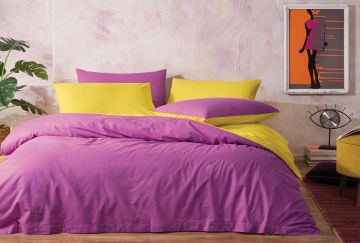 Yataş Bedding Çift Kişilik Noah Rnf Nevresim Seti (Fuşya - Sarı)