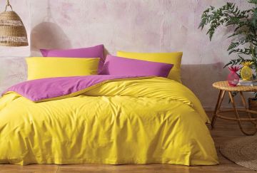 Yataş Bedding Çift Kişilik Noah Rnf Nevresim Seti (Fuşya - Sarı)
