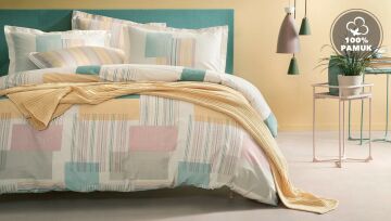 Yataş Bedding Çift Kişilik Balera Battaniye Nevresim Takımı Seti Safran