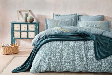 Yataş Bedding Çift Kişilik Hilaris Battaniye Nevresim Takımı Seti Petrol