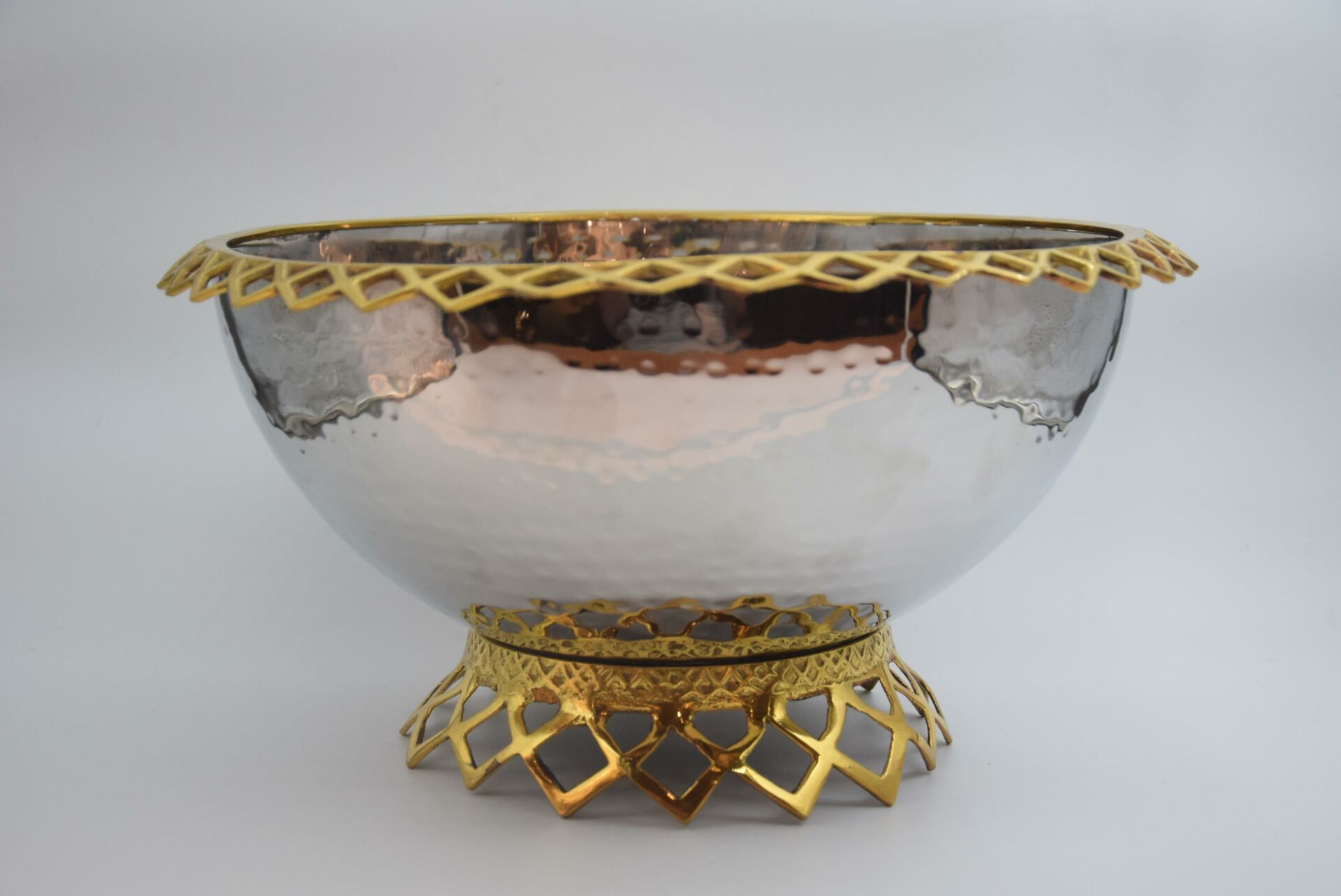 Biev Gümüş -gold İşlemeli Kase Dekor 36x36x16 cm/AK.GU0030