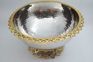 Biev Gümüş -gold İşlemeli Kase Dekor 36x36x16 cm/AK.GU0030