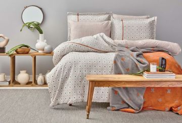 Yataş Bedding Tek Kişilik 4 Parça Pamuk Battaniyeli Nevresim Takımı Seti Marcius - Tarçın