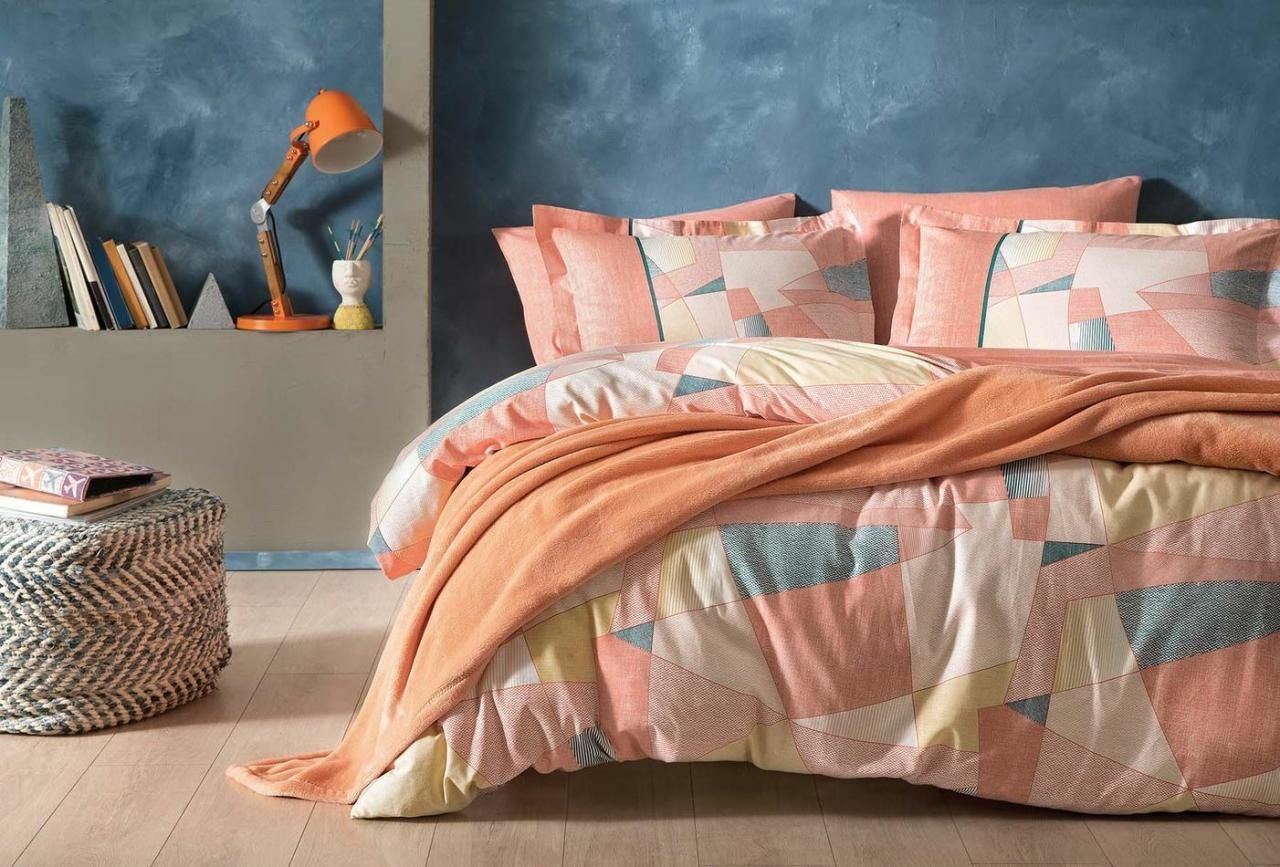 Yataş Bedding Tek Kişilik 4 Parça Wellsoft Battaniyeli Nevresim Takımı Seti Estela - Turuncu