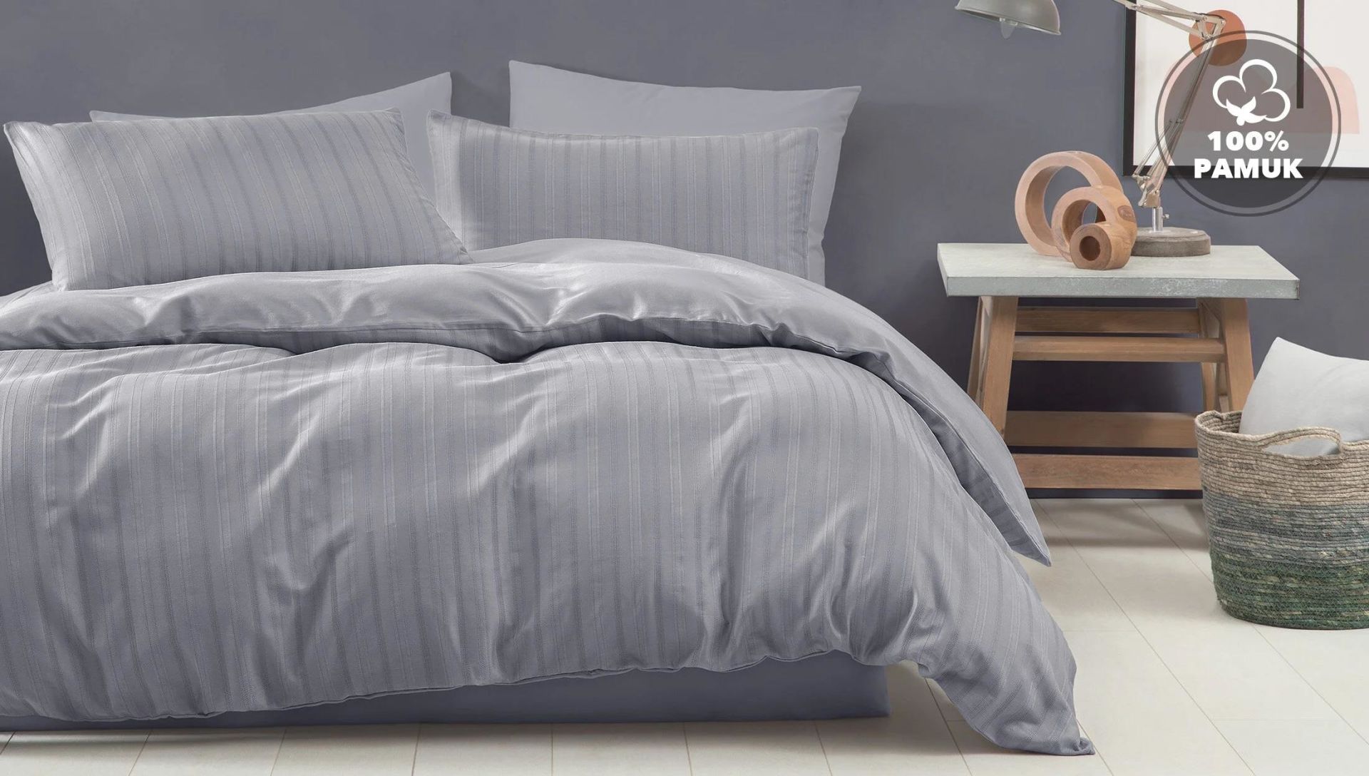 Yataş Bedding Çift Kişilik XL Raso Saten Nevresim Takımı Gri