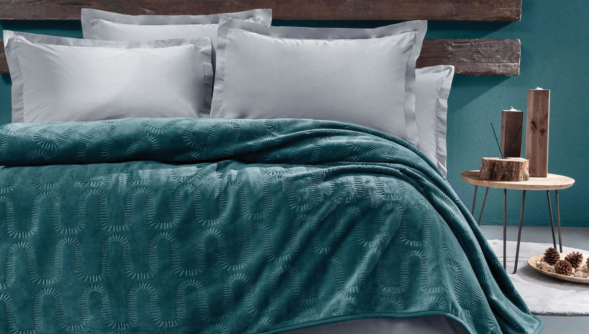 Yataş Bedding 200x220 Cift Kisilik  Tricia Emboss Battaniye - Petrol Yeşili
