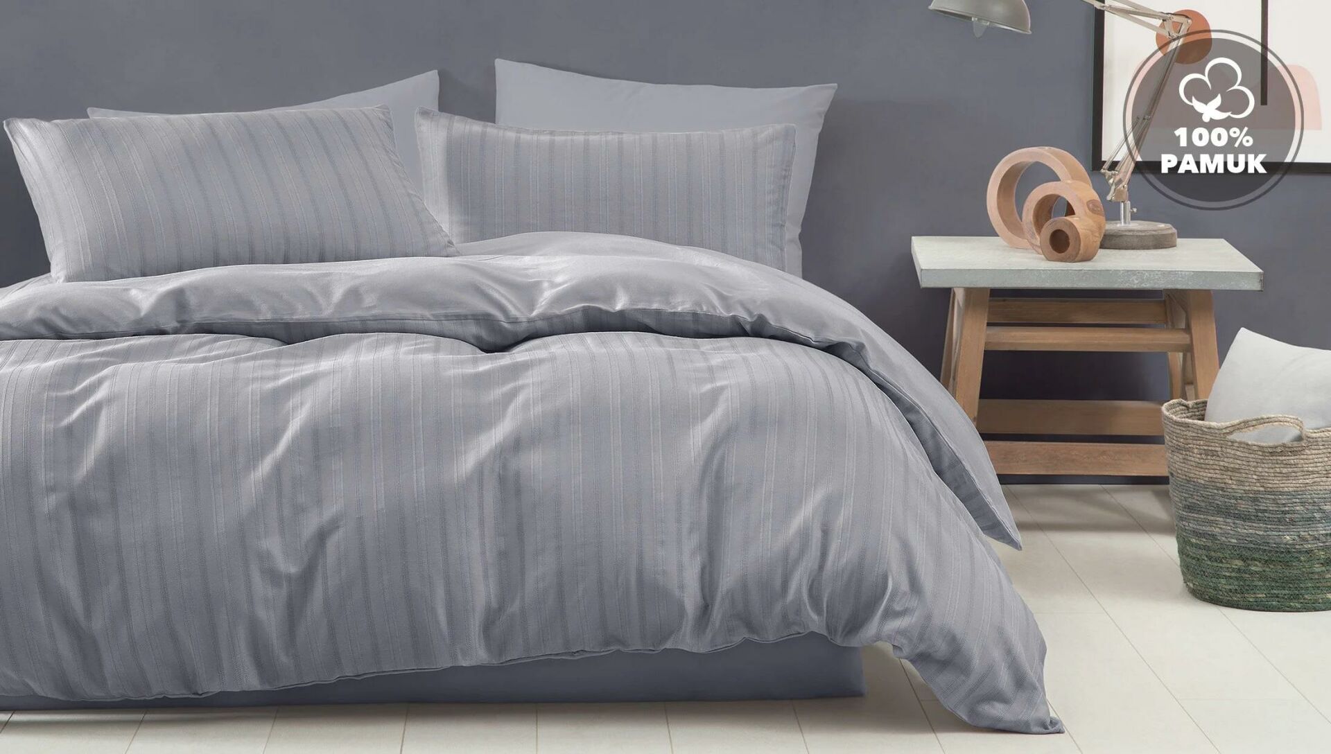 Yataş Bedding Çift Kişilik XL Raso Saten Nevresim Takımı Gri