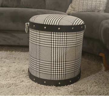 Biev Kapaklı Puf Siyah