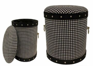 Biev Kapaklı Puf Siyah