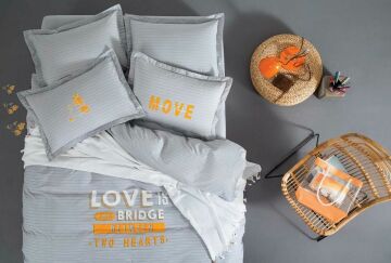 Yataş Bedding Çift Kişilik 5 Parça Koltuk Şalı Hediyeli Nevresim Takımı Bridge - Gri
