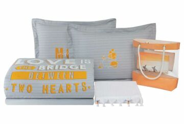 Yataş Bedding Çift Kişilik 5 Parça Koltuk Şalı Hediyeli Nevresim Takımı Bridge - Gri