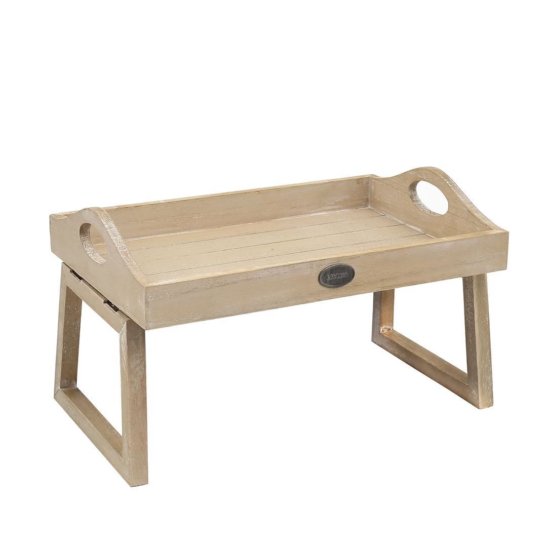 Biev Doğal Renk Katlanabilir Ahşap Servis Tepsisi